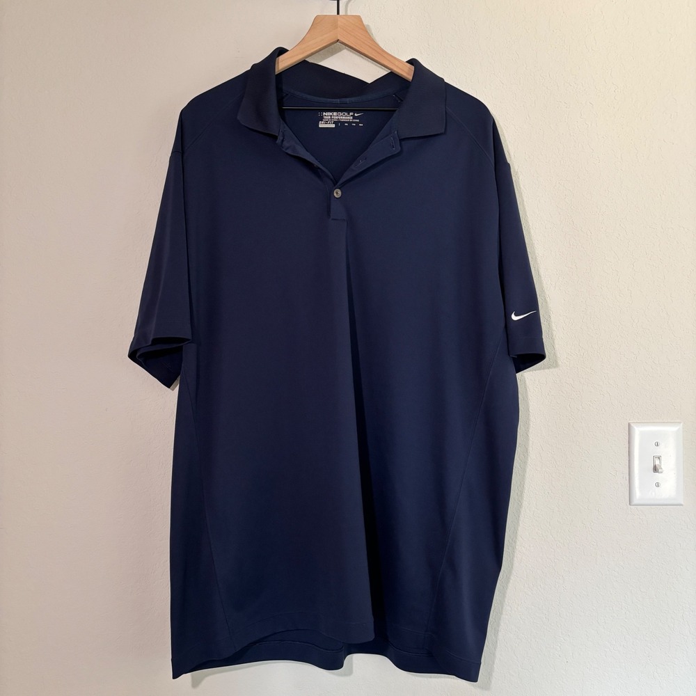 Nike Polo Shirt Tour Performance XXL Dri-FIT Navy Blue Sporty Preppy